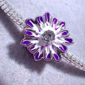 Purple Flower Bead Cham fits PANDORA
